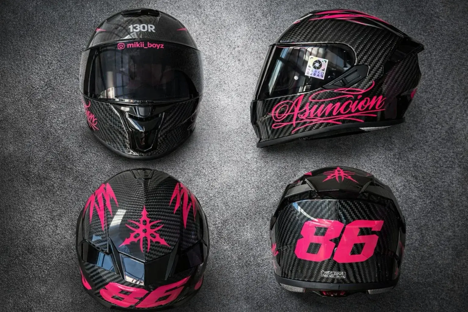 Casco de moto con diseño de vinilo personalizado FastVinil